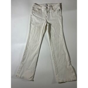 Time and Tru Jeans Womens 10 White Split Hem Flare Stretch Contrast Stitch